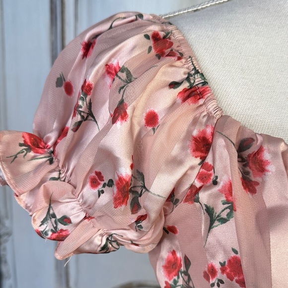 CELLECCI Babydoll Floral Pink Ruffled Dress/Romper - Picture 6 of 12